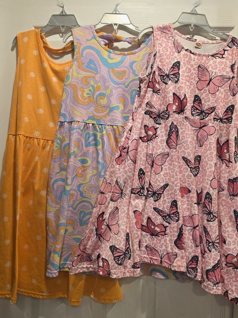Girls' Pink Butterfly Swing Dress - Cute, Comfortable Everyday Dress